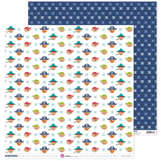 Pack 5 Papeles Decorados 12X12" 180 G Caras Isla Del Tesoro Fsc Anita