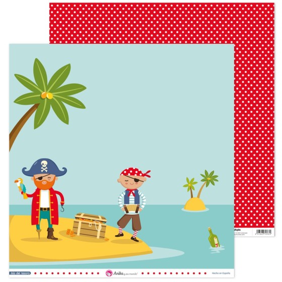 Pack 5 Papeles Decorados 12X12" 180 G Pirata Isla Del Tesoro Fsc Anita