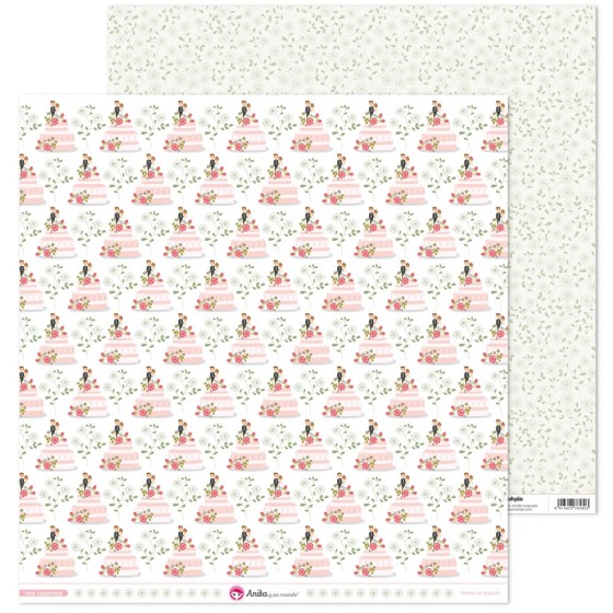 Pack 5 Papeles Decorados 12X12" 180 G Tartas Nos Casamos 19 Fsc Anita