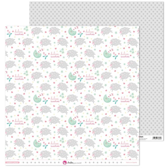 Pack 5 Papeles Decorados 12X12" 180 G Ovejas Nuestra Peque 19 Fsc Anita