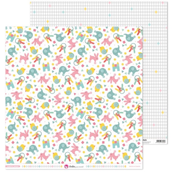 Pack 5 Papeles Decorados 12X12" 180 G Juguetes Nuestra Peque 19 Fsc Anita