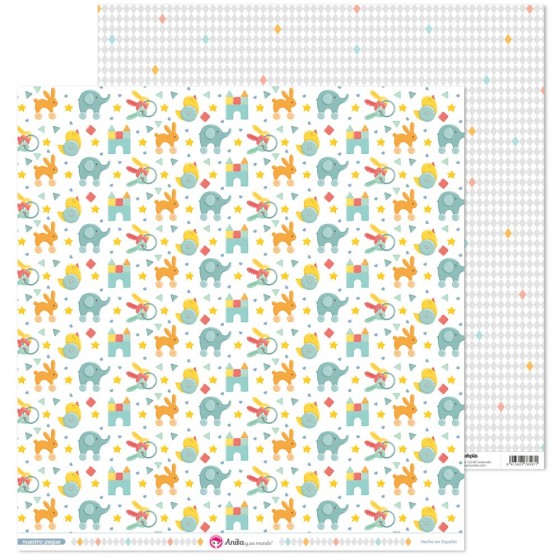 Pack 5 Papeles Decorados 12X12" 180 G Juguete Nuestro Peque 19 Fsc Anita
