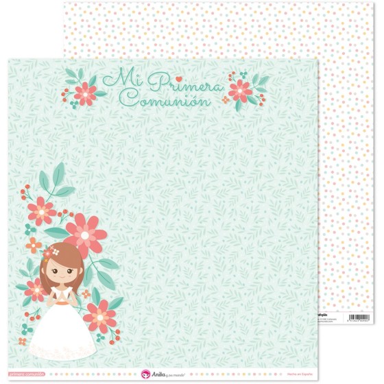 Pack 5 Papeles Decorados 12X12" 180 G Niña Primera Comun.20 Ell Fsc Anita