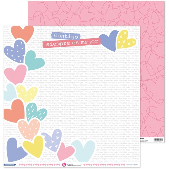 Pack 5 Papeles Decorados 12X12" 180 G Corazón Momentos Fsc Anita