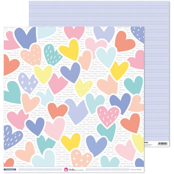 Pack 5 Papeles Decorados 12X12" 180 G Corazones Momentos Fsc Anita