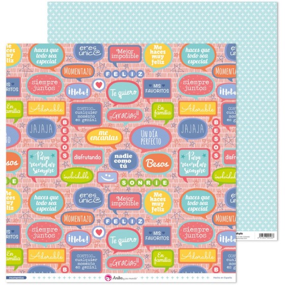 Pack 5 Papeles Decorados 12X12" 180 G Frases Momentos Fsc Anita