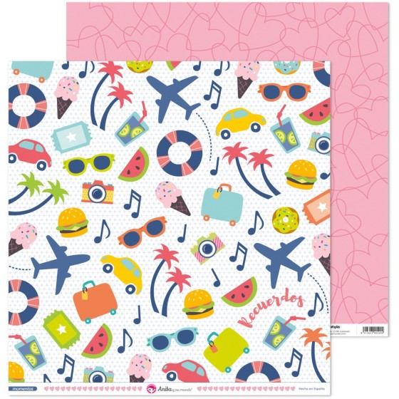 Pack 5 Papeles Decorados 12X12" 180 G Recuerdos Momentos Fsc Anita