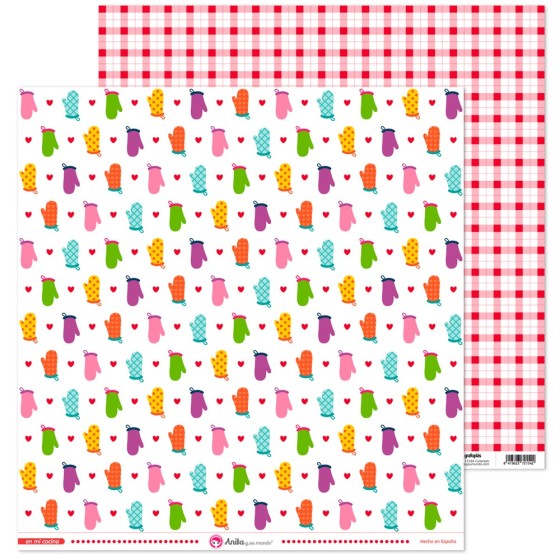 Pack 5 Papeles Decorados 12X12" 180 G Manoplas En Mi Cocina 16 Fsc Anita