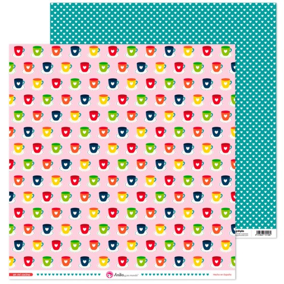 Pack 5 Papeles Decorados 12X12" 180 G Tazas En Mi Cocina 16 Fsc Anita