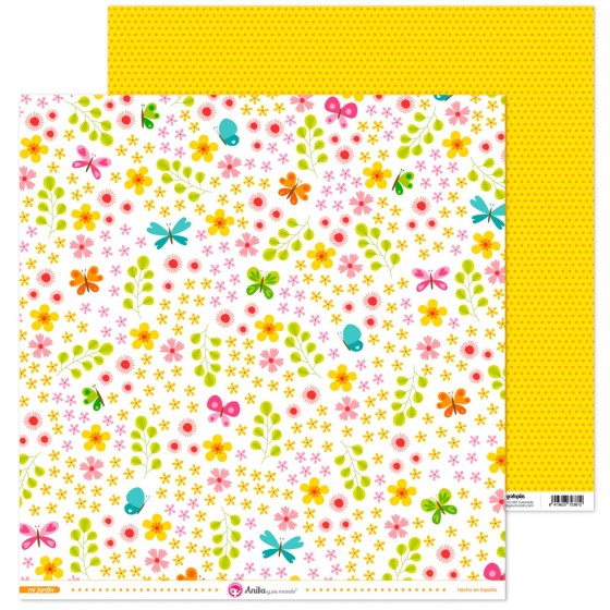 Pack 5 Papeles Decorados 12X12" 180 G Mariposas Y Flores Mi Jardin 16 Fsc Anita