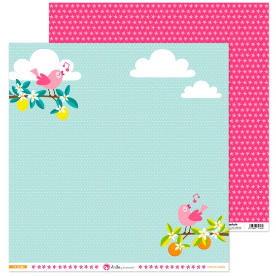 Pack 5 Papeles Decorados 12X12" 180 G Pajaros Mi Jardin 16 Fsc Anita