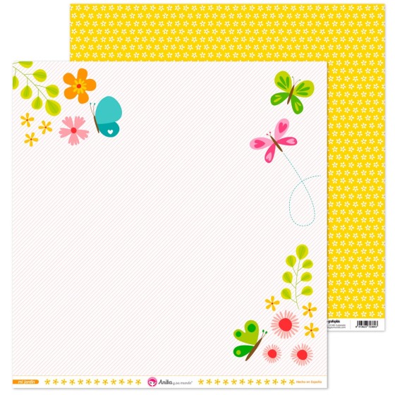 Pack 5 Papeles Decorados 12X12" 180 G Mariposas Mi Jardin 16 Fsc Anita