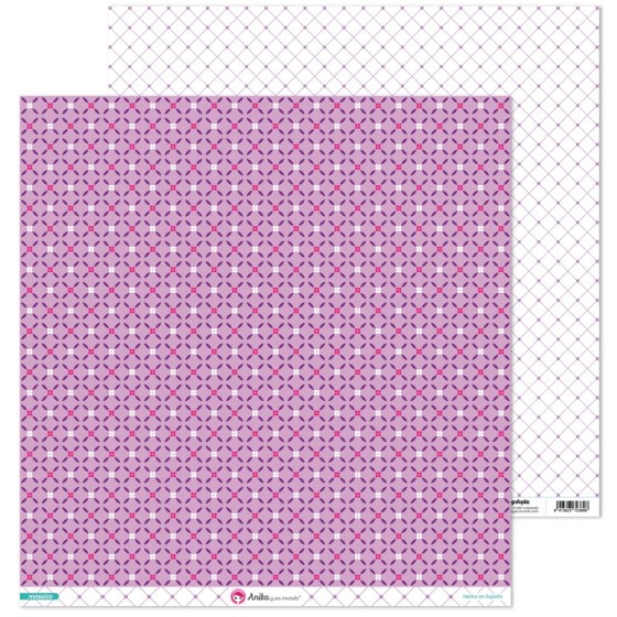 Pack 5 Papeles Decorados 12X12" 180 G Flores Violeta Mosaico 16 Fsc Anita