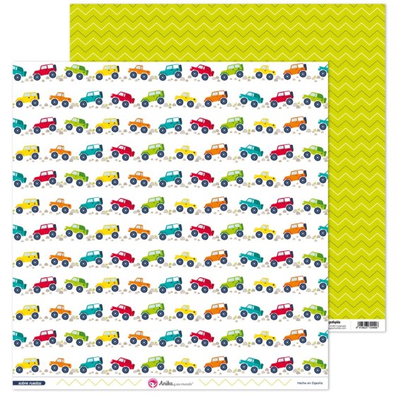 Pack 5 Papeles Decorados 12X12" 180 G 4X4 Sobre Ruedas 16 Fsc Anita