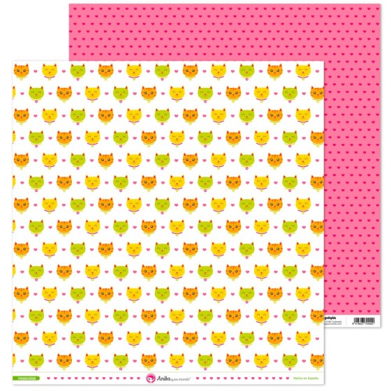 Pack 5 Papeles Decorados 12X12" 180 G Cara Gato Mascotas 16 Fsc Anita