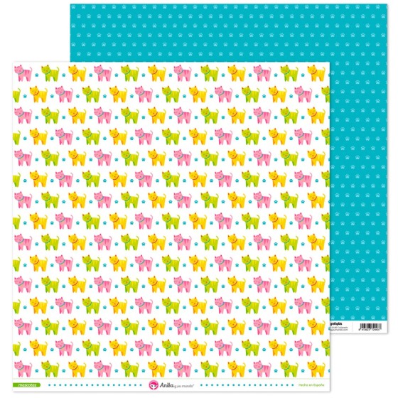 Pack 5 Papeles Decorados 12X12" 180 G Gatos Mascotas 16 Fsc Anita