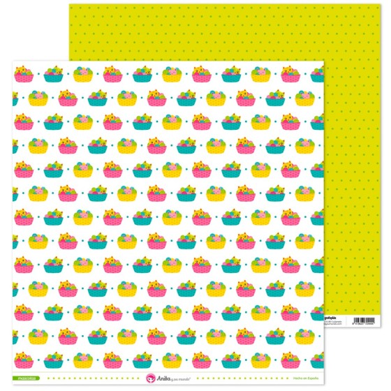 Pack 5 Papeles Decorados 12X12" 180 G Cestas Mascotas 16 Fsc Anita
