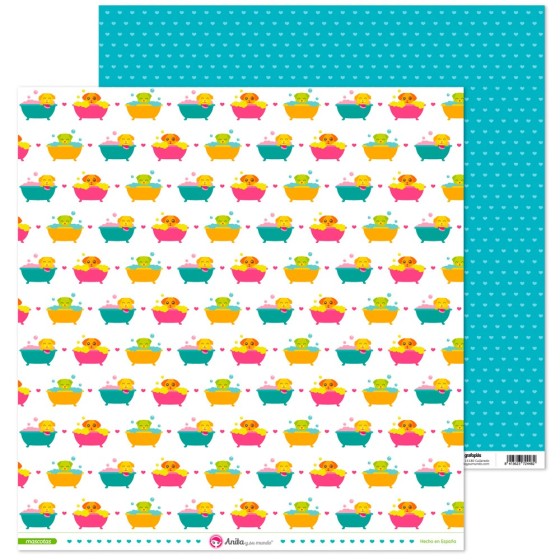 Pack 5 Papeles Decorados 12X12" 180 G Bañera Mascotas 16 Fsc Anita