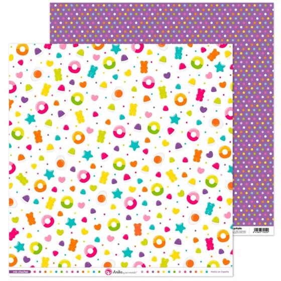 Pack 5 Pack 5 Papeles Decorados 12X12" 180 G Gominolas Mis Chuches 16 Fsc Anita