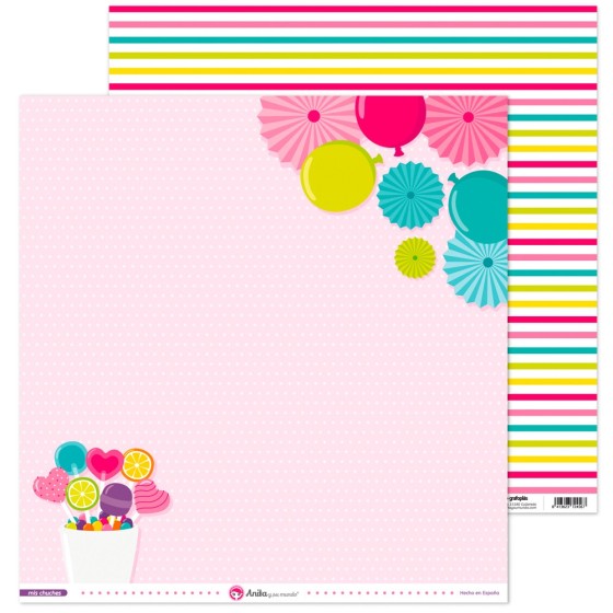 Pack 5 Papeles Decorados 12X12" 180 G Piruletas Mis Chuches 16 Fsc Anita