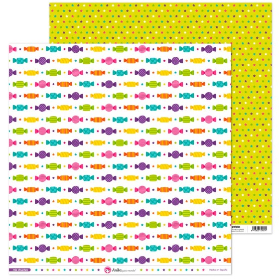 Pack 5 Papeles Decorados 12X12" 180 G Caramelos Mis Chuches 16 Fsc Anita