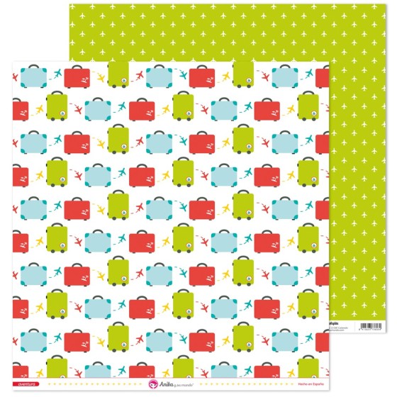 Pack 5 Papeles Decorados 12X12" 180 G Maletas Aventura 17 Fsc Anita