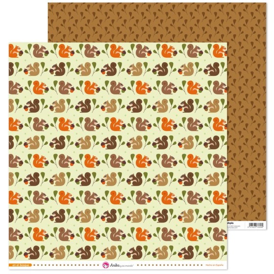 Pack 5 Papeles Decorados 12X12" 180 G Ardillas En El Bosque 17 Fsc Anita