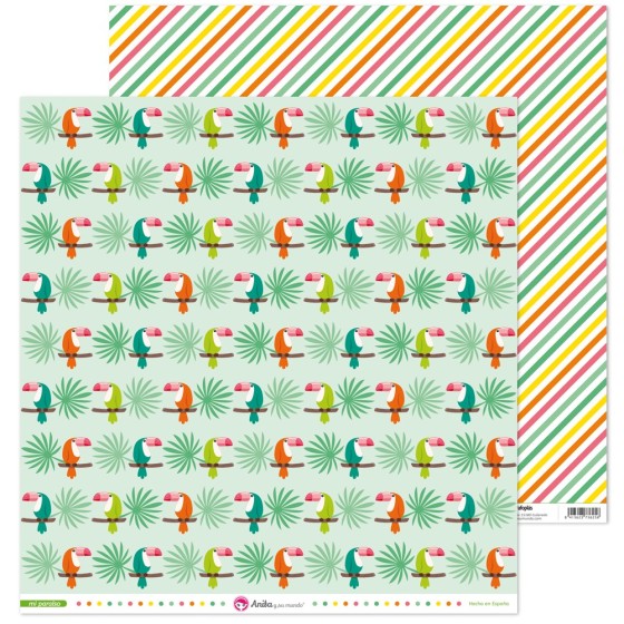 Pack 5 Papeles Decorados 12X12" 180 G Tucanes Mi Paraiso 17 Fsc Anita