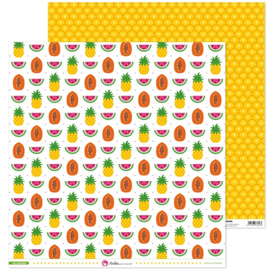 Pack 5 Papeles Decorados 12X12" 180 G Frutas Mi Paraiso 17 Fsc Anita