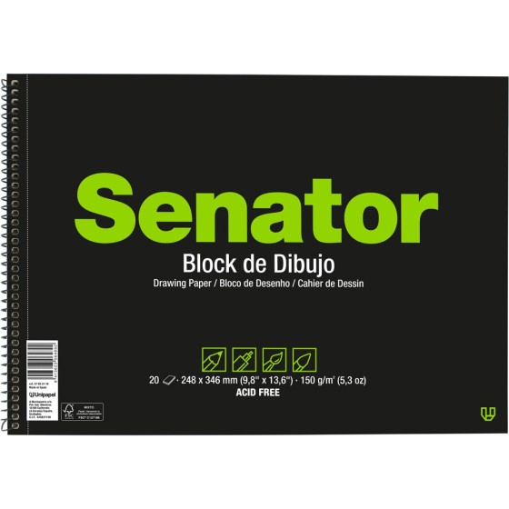 Blocs De Dibujo A3 20 Hojas 150 G Sin Recuadro Y Sin Taladros Senator