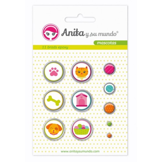 Pack 11 Brads Epoxy Mascotas 16 Anita