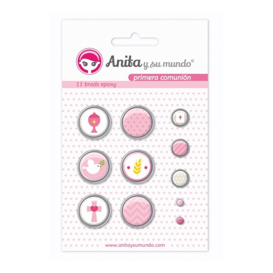 Pack 11 Brads Epoxy 1ªcomunion Niña 16 Anita