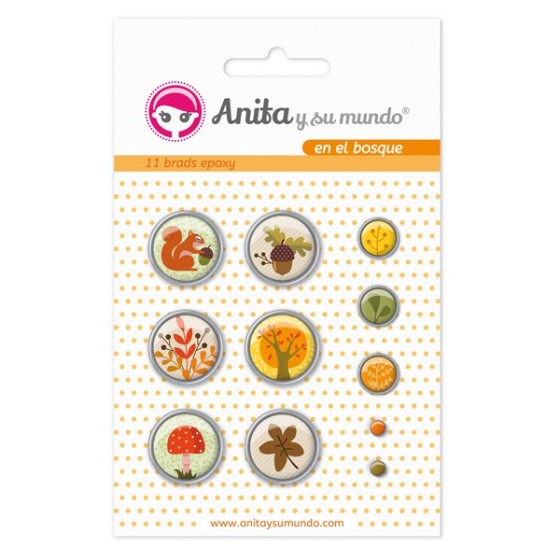 Pack 11 Brads Epoxy En El Bosque 17 Anita