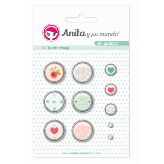 Pack 11 Brads Epoxy Si Quiero! 17 Anita