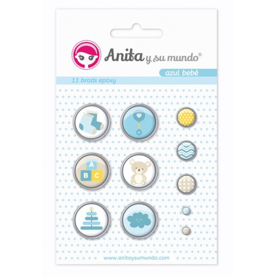 Pack 11 Brads Epoxy Azul Bebe 17 Anita
