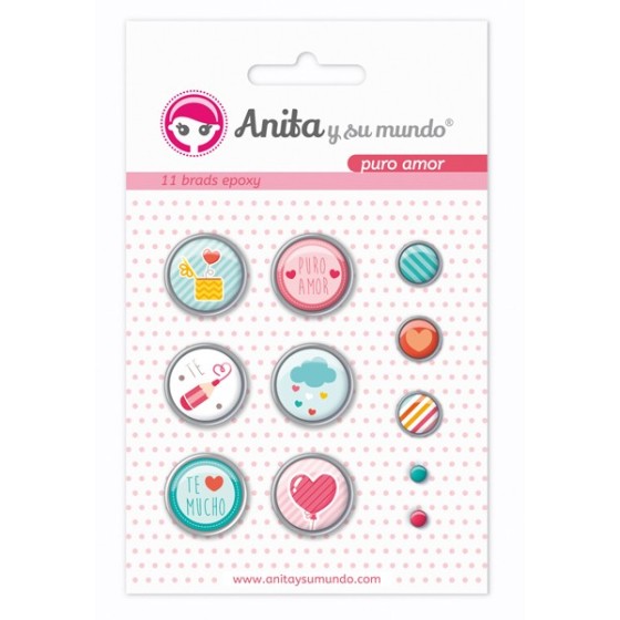 Pack 11 Brads Epoxy Puro Amor 17 Anita