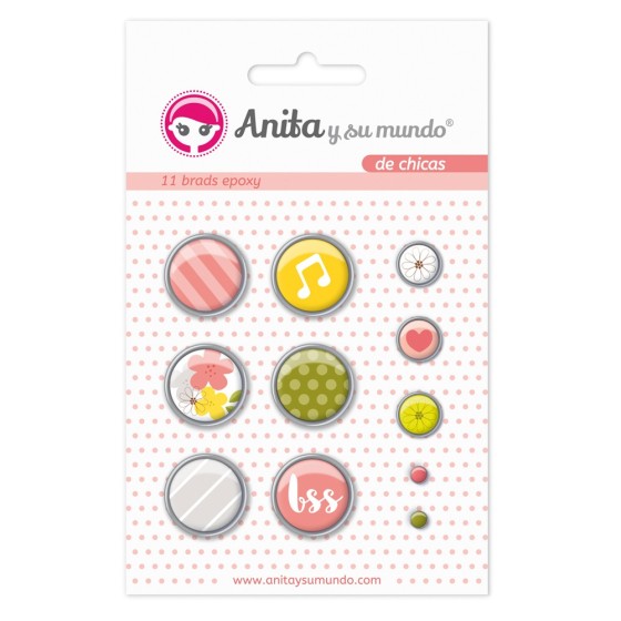 Pack 11 Brads Epoxy De Chicas Anita