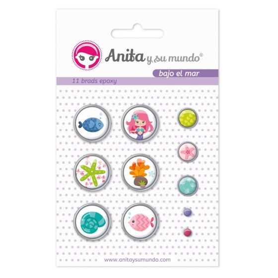 Pack 11 Brads Epoxy Bajo El Mar Anita