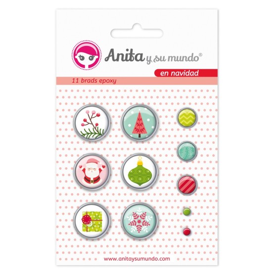 Pack 11 Brads Epoxy En Navidad Anita
