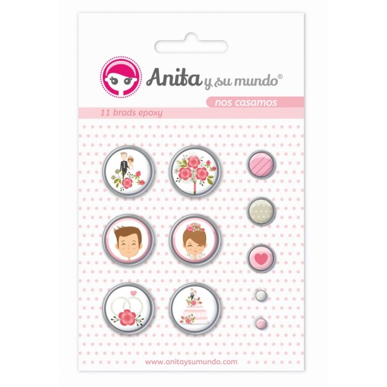 Pack 11 Brads Epoxy Nos Casamos 19 Anita