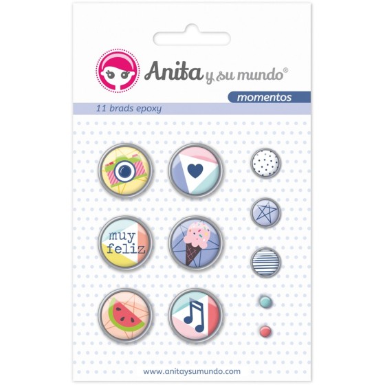 Pack 11 Brads Epoxy Momentos Anita
