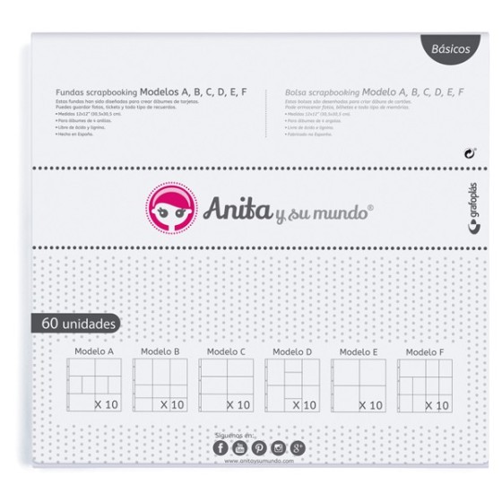 Estuche 60 Fundas Scrapbooking Modelo A Anita