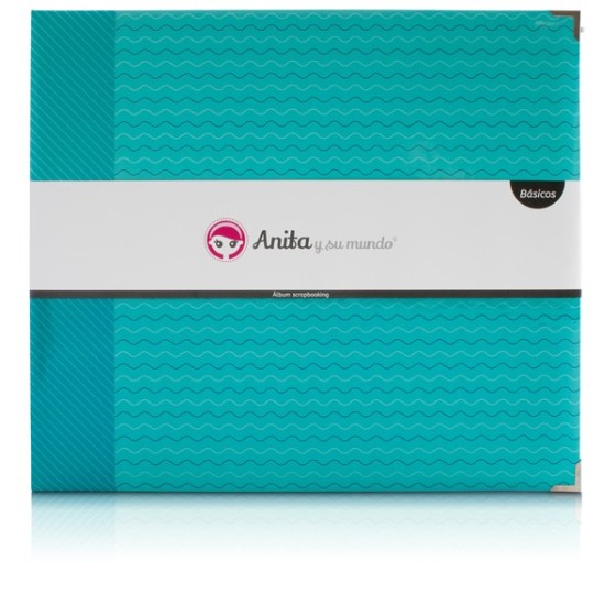 Carpeta De 4 Anillas de 40 mm. Papel Plastificado Brillo Azul Claro Scrapbooking Anita