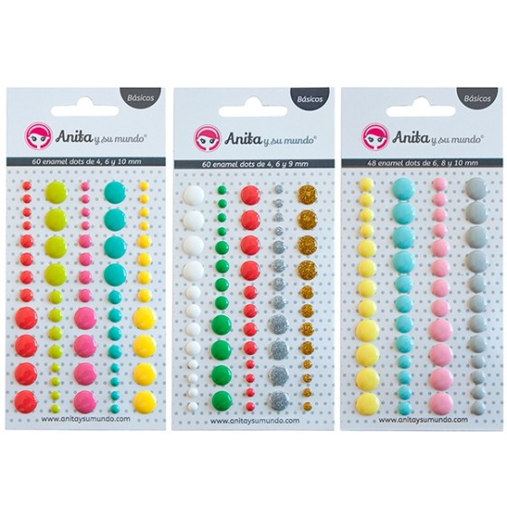 Pack 60 Enamel Dots Colores Surtidos Basicos Scrapbooking Anita