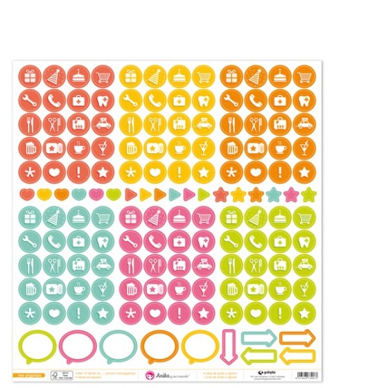 Pack 1 Hoja Pegatinas "30.5X30.5 Cm" Papel Me Organizo 17 Fsc Anita