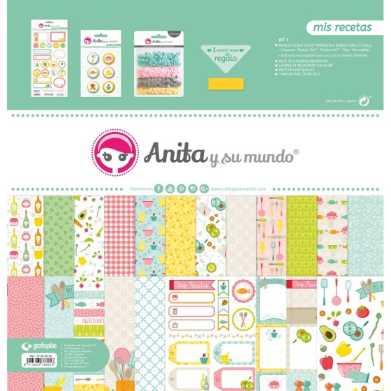 Kit Scrapbooking Bolsa Mis Recetas Anita