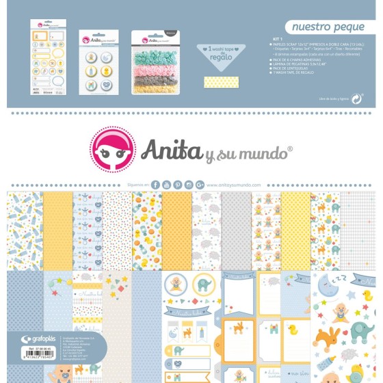 Kit Scrapbooking Bolsa Nuestro Peque 19 Anita