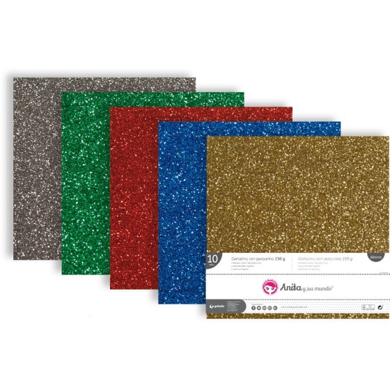 Cartulina Colores Surtidos Purpurina 12X12" 280 G Anita