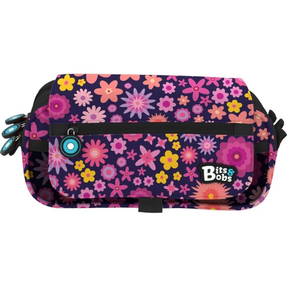 Portatodo Triple Con Solapa Flowers 3 Compartimentos Grafoplás