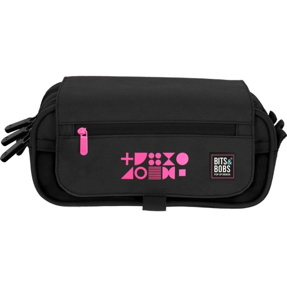 Portatodo Triple Con Solapa Bits&Bobs 23 Fluor Fucsia 3 Compartimentos Grafoplás